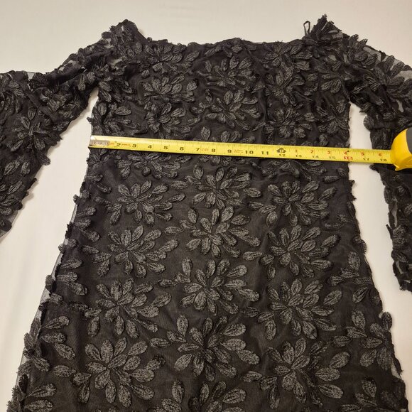 Lauren Flower Applique Witchy Cocktail Dress with Bell Sleeves - Picture 9 of 11